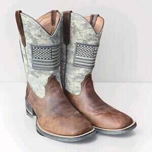 Ariat Men's Sport Patriot Western Boot Distressed Camo 9.5D Square Toe 10023359